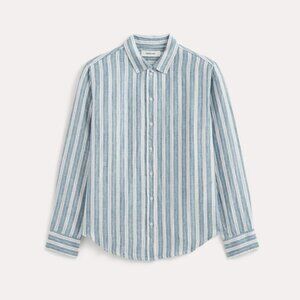 Everlane Women's Must-Have Shirt in Linen in Soft Cobalt/Bone White, Size 00